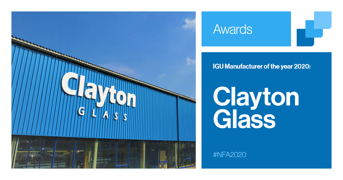 A cover image for a piece about Clayton Glass' winning the IGU manufacturer of the year award in the National Fenestration Awards in 2020.