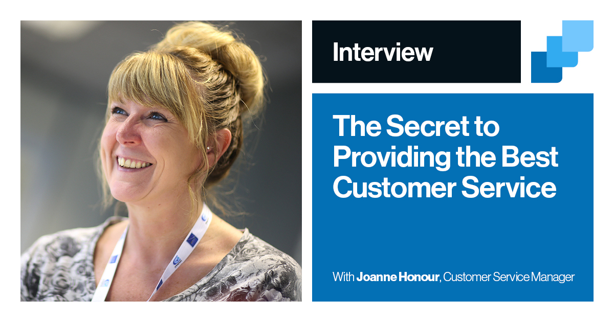 A cover image for a piece about customer service, featuring Joanne Honour.