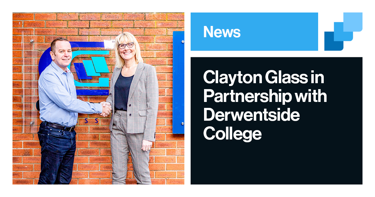 A cover image for a piece about Clayton Glass partnership with derwentside college.
